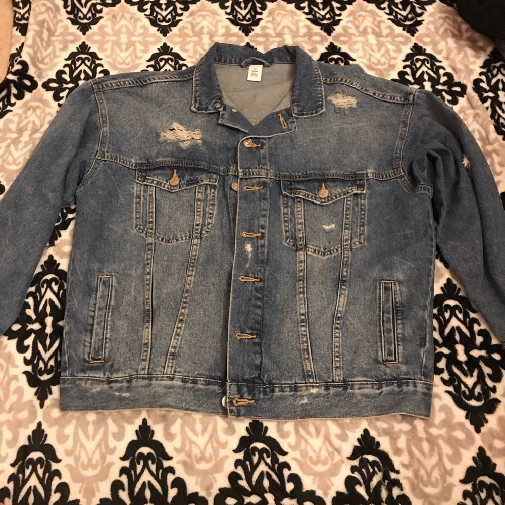 Distressed denim jacket